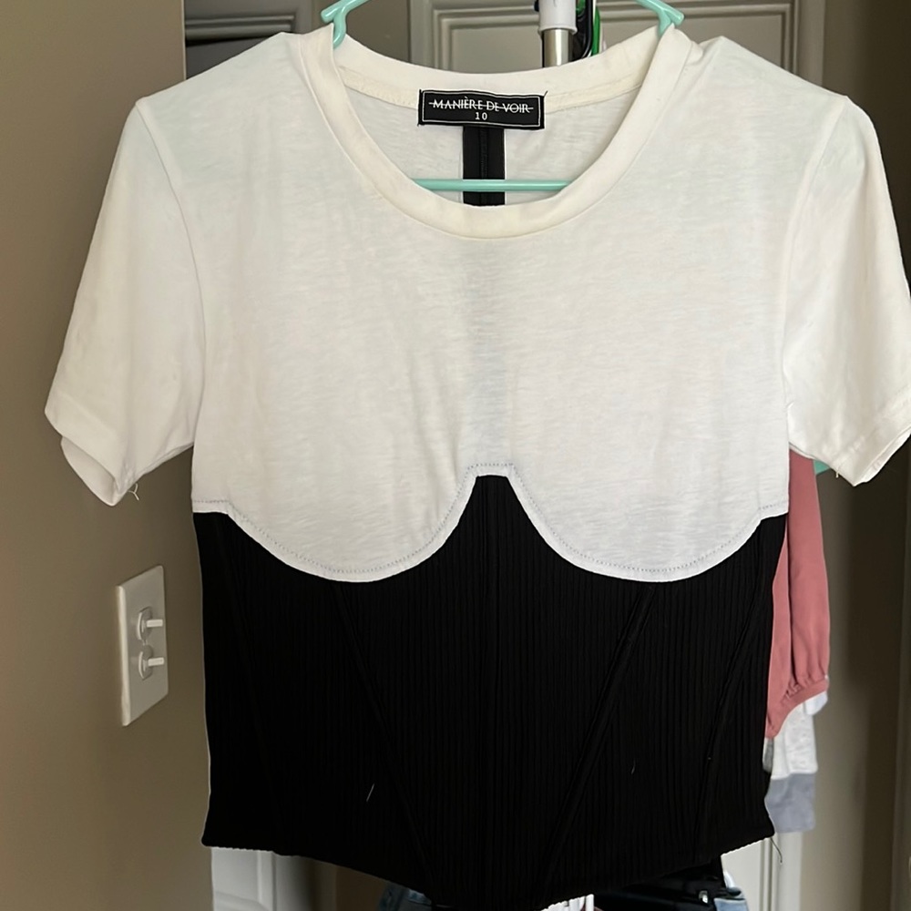 Ribbed MANIERE DE VOIR Corset Top — size 10